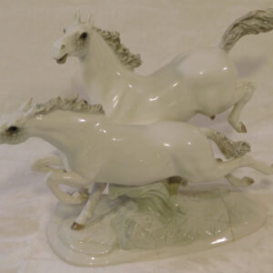 Two vintage white porcelain horses, Hutschenreuther, Selb Germany
