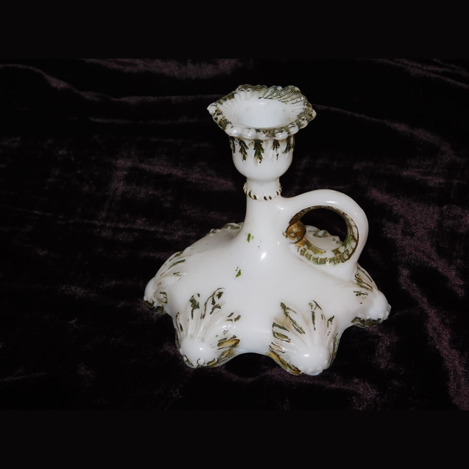 antique white milk glass candle holder