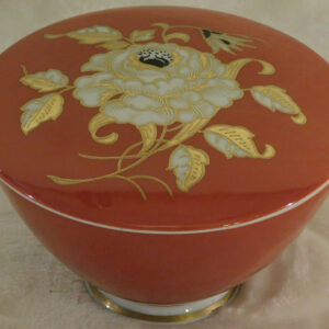 Ceramic Burnt Orange round jar, Signed Germany 1764