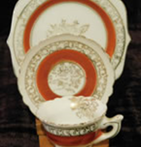 Wood stand with porcelain cup