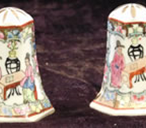 Pair of Asian ceramic shakers