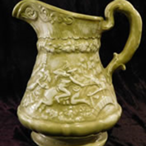 Embossed Green Ceramic Pitcher