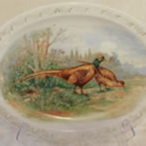 W.S.George White granite platter with painted birds
